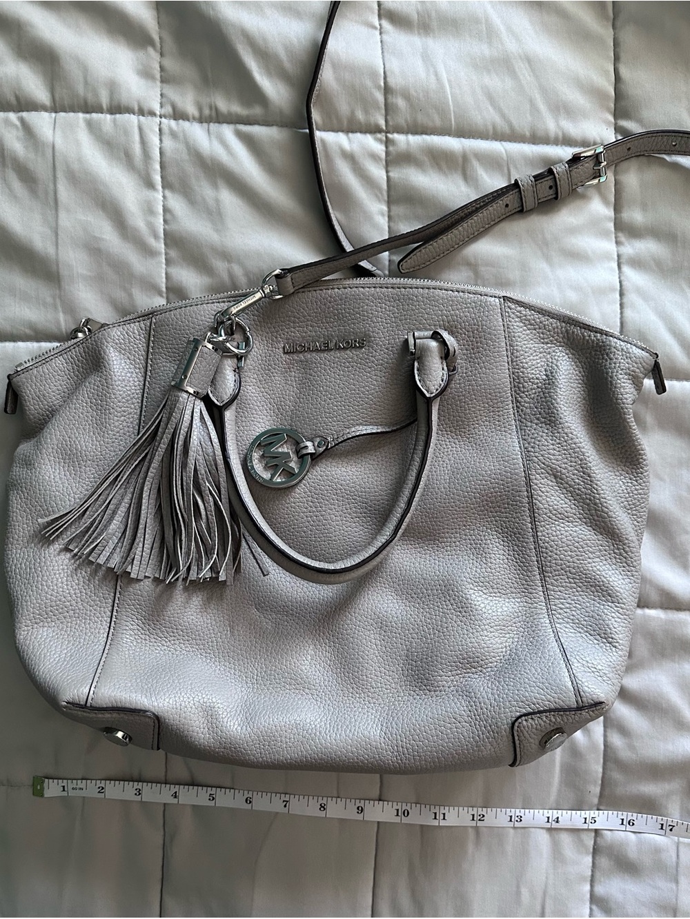 Michael Kors Pebbled Leather Tote in Light Gray